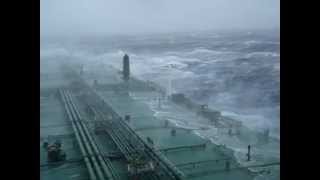 Large super tanker ship in huge storm in Atlantic Oceanmpg [upl. by Elinet]