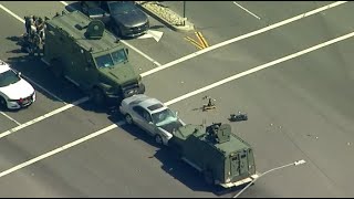 DRAMATIC ENDING SWAT use flashbang rush suspects car  ABC7 [upl. by Etyak]