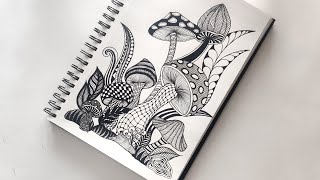 Zentangle art  Zentangle patterns  mushroom zentangles [upl. by Atoiganap]