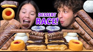 ASMR LEFTOVER CHOCOLATE DESSERT RACE EATING TWIX OREO CHOCOLATE CAKE 먹방  Tati ASMR [upl. by Inhsor582]