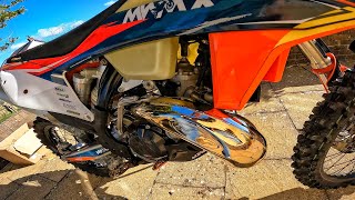 Nickel Plated FMF Gnarly Pipe on KTM 300 2 Stroke SOUNDS INSANE [upl. by Enialehs770]