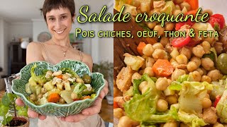 Salade croquante aux pois chiches oeuf thon et feta sans gluten [upl. by Noillid]