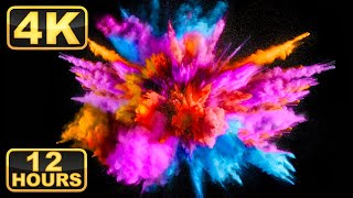 Colorful Powder Explosions 12 Hours 4K Screensaver with Relaxing Music for Meditation [upl. by Akisey]