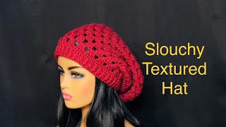 Slouchy Textured BeanieHat  Crochet Tutorial [upl. by Yanffit567]