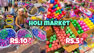 Cheapest Holi Market 2024  Exploring Gulal ColourPichkari ₹3RS holi stash😱 sadar bazar delhi [upl. by Nuahsal]