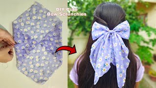 EASY BOW SCRUNCHIE  DIY HAIR SCRAF  TUTORIAL [upl. by Anaizit572]