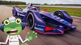 Racing Cars For Children  Formula E  Geckos Real Vehicles  Vehicles For Children [upl. by Kcirdneked899]