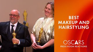 Best Makeup and Hairstyling  Poor Things  Oscars 2024 Press Room Speech [upl. by Simonsen]