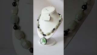 THE TURTLE SHELL Agate and Hematite Stone Necklace with Painted Ceramic Pendant FOR SALE [upl. by Callida]