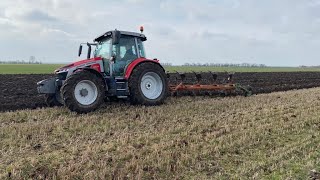 Massey Ferguson 5S145 ploughing with 5 furrow Kverneland plough [upl. by Redliw]