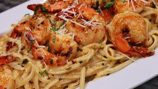 The Secret To Make A Delicious Creamy Shrimp Scampi Pasta Recipe  30 Minute Meal [upl. by Asilahs]