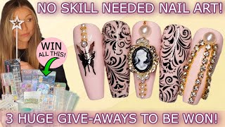 🪞 Huge GIVEAWAY Easy No Skill Needed Nail Art Design  Baroque Bling Nails  Colorful July  Spring [upl. by Merrielle]