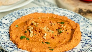 How To Make Muhammara Syrian Roasted Red Pepper Dip 🌶️ [upl. by Tarrel]