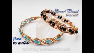 Double 3 wire braid bracelet with small crystal  How to make handmade jewelry 489 [upl. by Nahej]