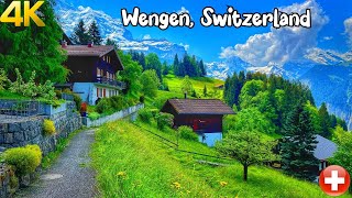 Wengen Switzerland walking tour 4K  The most beautiful Swiss villages  Charming village [upl. by Wren]