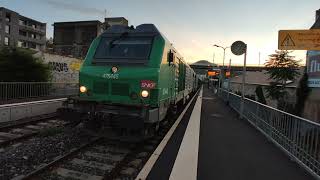 fret SNCF en gare de Clermont la rotonde bb 75000 um  couvert transwaggon  klaxon [upl. by Nalepka]