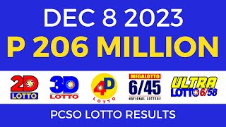 Lotto Result December 8 2023 9pm PCSO [upl. by Mlohsihc]