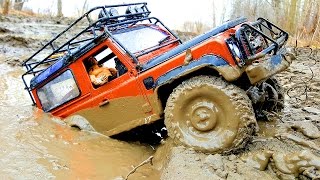 RC Trucks MUD OFF Road Rescue and Stuck — RC Jeep Wrangler Rubicon VS Land Rover Defender 90 Part3 [upl. by Yecaw79]