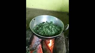 बारिश के मौसम में आज हमने बनाया मिट्टी के चूल्हे पर साग भाजीsaagrecipe saagbhajishortsvideo [upl. by Chitkara927]