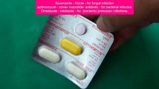 Gynecology AF zit fluconazole azithromycin ornidazole tablets Vaginal infection discharge treatment [upl. by Aikemahs]