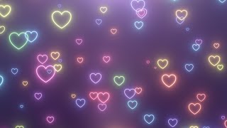 Simple Falling Neon Glow Hearts Rainbow Electric Fluorescent Lights 4K 60fps Wallpaper Background [upl. by Boothman453]