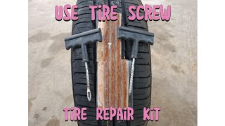 How to patch a tire with screw in 1 minute and how to use a tire puncture repair kit [upl. by Annoj]