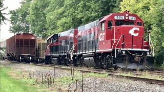 Short Line Railroad Switching amp A Giant 3 Locomotive Train On Cincinnati Eastern Railroad In Ohio [upl. by Cigam]