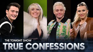 Tonight Show True Confessions with Miley Cyrus Pete Davidson Millie Bobby Brown and Noah Schnapp [upl. by Dill8]