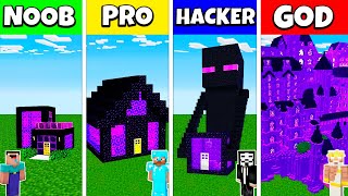 Minecraft Battle NOOB vs PRO vs HACKER vs GOD NETHER PORTAL HOUSE BASE BUILD CHALLENGE  Animation [upl. by Letsirk]