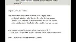 Knights Knaves and Normals Puzzle Generator [upl. by Killion]