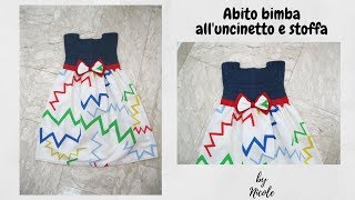 Abito bimba alluncinetto e stoffa da 3  7 anni Crochet baby dress [upl. by Rosanne309]