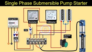 Single Phase Submersible Pump Starter connection l Circuit Info electrical [upl. by Eelamme]