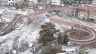 Surveillance camera footage of the 2011 tsunami in Japan [upl. by Yartnod490]