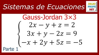 Sistema de ecuaciones 3×3 por GaussJordan Parte 1 [upl. by Gnivri]