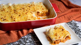 CANELONES DE POLLO EN SALSA BLANCA  RECETA FACIL Y RAPIDA [upl. by Einatirb]