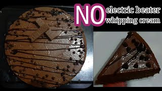 Easy Homemade BIRTHDAY CAKE recipe in English  Chocolate cake  No electric beater whipping cream [upl. by Atteynot]