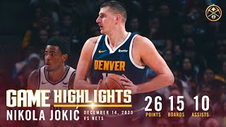 Nikola Jokić Records 10th TripleDouble 🎥  121423 Game Highlights [upl. by Cassandra]