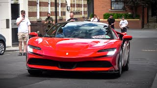 The 1000 HP Ferrari SF90 Stradale on the road in London [upl. by Airet597]