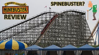 Mighty Canadian Minebuster Review Canadas Wonderland Wooden Coaster  Spinebuster [upl. by Teerprug]