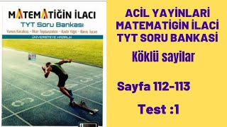 ACİL YAYINLARI MATEMATİGİN İLACİ TYT SORU BANKASİ Köklü sayılar test1 [upl. by Pierson]