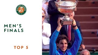 Top 5 Mens Finals  RolandGarros [upl. by Nosilla]