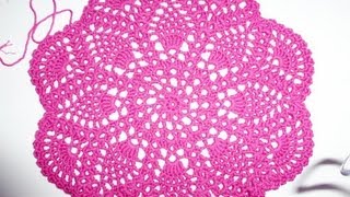 Häkeln mit eliZZZa  Rundes Platzset mit Ananasmuster  Video 02  Pineapple Doily [upl. by Ahsim215]