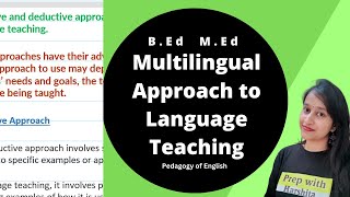 Multilingual Approach to Language Teaching  Pedagogy of English [upl. by Ahsemad616]