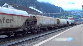 Bahnverkehr in Erstfeld am 010912 Teil 2  Nachtschiebedienst von Crossrail [upl. by Jeanie972]