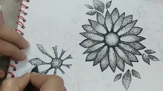 Flowers patterns Dot Art Pointillism [upl. by Ezequiel]