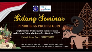 Bahan Tayang PPT Sidang Ujian Seminar PPG Prajabatan Gel1 tahun 2022 [upl. by Tannen]