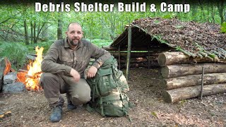 Bushcraft Debris Shelter Build amp Overnighter [upl. by Cynera]