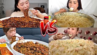 Black Bean Noodles VS Creamiest Pasta ⚫🆚⚪ [upl. by Dynah842]