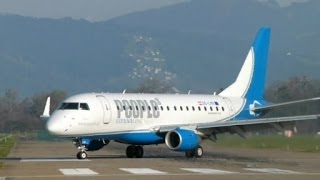 Peoples Embraer 170 arrival amp close view departure  Altenrhein  20032014 [upl. by Ninos]