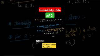 Divisibility Rules  Divisibility Rule of 2 shorts [upl. by Ahtelra]